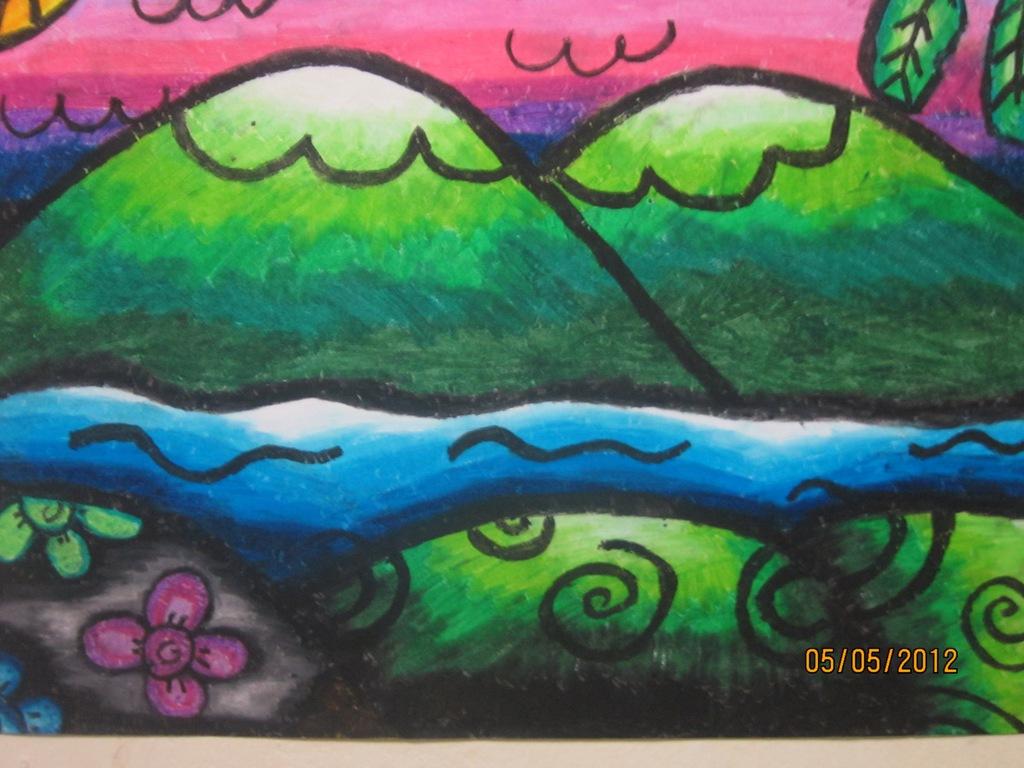 Lukisan Gunung Sungai Oleh Hana Hanifah 10 Agus Nizami Gambar